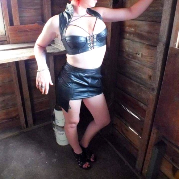 Y2K Vintage Leather Corset Skirt S/M - Picture 10 of 12